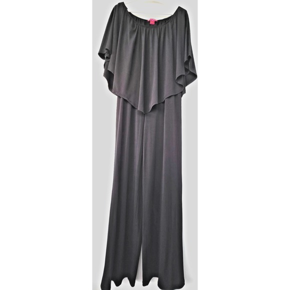 Sunny Leigh Pants - Sunny Leigh Drop Shoulder Flowy Strapless Overalls Jumpsuit Sz M Goth Festive